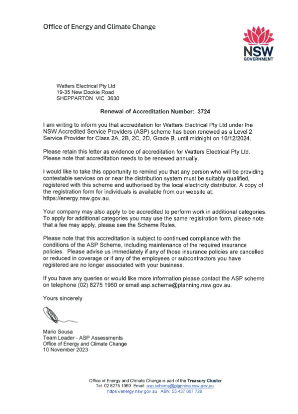 ASP3724 - NSW Renewal Accreditation Level 2 exp. 10.12.24